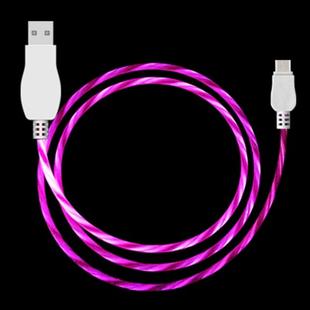 LED Flowing Light 1m USB A to Type-C Data Sync Charge Cable, For Galaxy, Huawei, Xiaomi, LG, HTC and Other Smart Phones(Magenta)