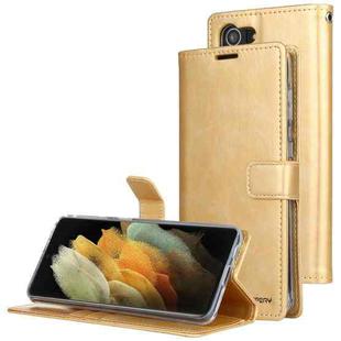 For Samsung Galaxy S21+ 5G GOOSPERY BLUE MOON Crazy Horse Texture Horizontal Flip Leather Case With Bracket & Card Slot & Wallet(Gold)