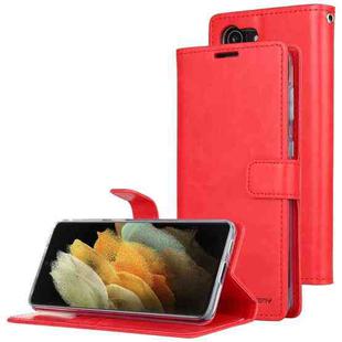 For Samsung Galaxy S21+ 5G GOOSPERY BLUE MOON Crazy Horse Texture Horizontal Flip Leather Case With Bracket & Card Slot & Wallet(Red)