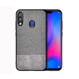 Shockproof Splicing PU + Cloth Protective Case for Galaxy M20 (Grey)