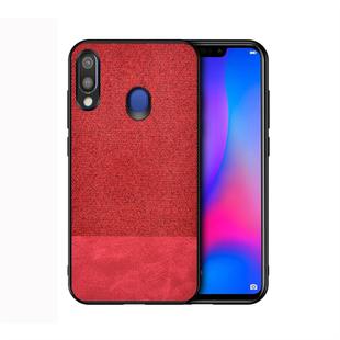 Shockproof Splicing PU + Cloth Protective Case for Galaxy M20 (Red)