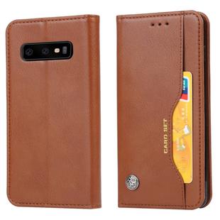 Knead Skin Texture Horizontal Flip Leather Case for Galaxy S10, with Photo Frame & Holder & Card Slots & Wallet (Brown)