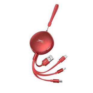 REMAX RC-185th 3 in 1 2.1A USB to 8 Pin + USB-C / Type-C + Micro USB Sury Series Telescopic Charging Data Cable(Red)