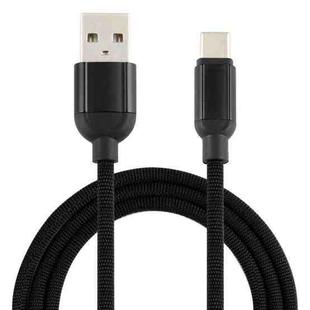 3A USB to USB-C / Type-C Braided Data Cable, Cable Length: 1m (Black)