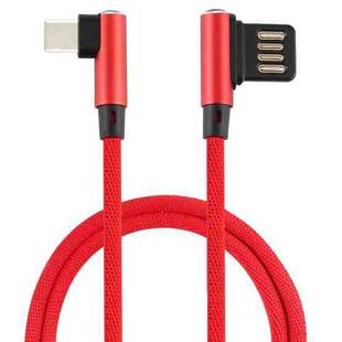 2A USB Elbow to USB-C / Type-C Elbow Braided Data Cable, Cable Length: 1m (Red)