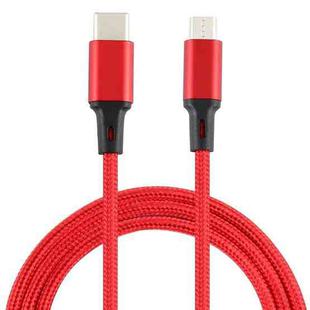 2A USB to Micro USB Braided Data Cable, Cable Length: 1m (Red)