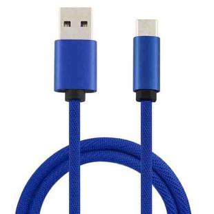 5A USB to USB-C / Type-C Super Fast Charging Braided Data Cable, Cable Length: 1m (Blue)