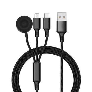 For iPhone / Apple Watch 3 In 1 8 Pin + Type-C / USB-C + Magnetic Charging Base Multi-function Charging Cable, Length: 1m(Black)