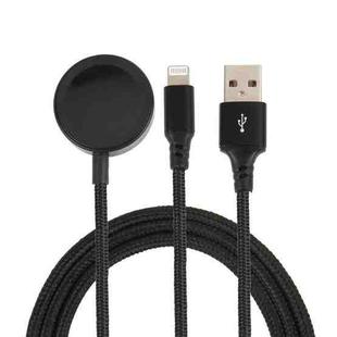 For iPhone / Apple Watch 2 In 1 8 Pin + Magnetic Charging Base Multi-function Charging Cable, Length: 1m(Black)