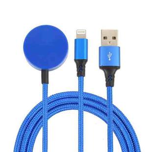 For iPhone / Apple Watch 2 In 1 8 Pin + Magnetic Charging Base Multi-function Charging Cable, Length: 1m(Blue)