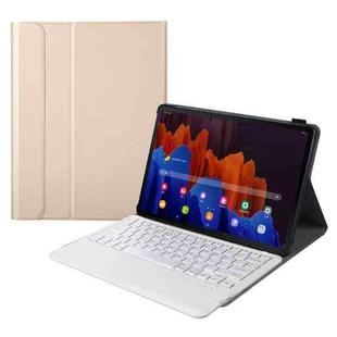 A970 Detachable Bluetooth Keyboard Ultrathin Horizontal Flip Leather Tablet Case for Samsung Galaxy Tab S7 FE T730 / T736 / S7+ T970 / T975 / T976(Gold)