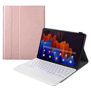 A970 Detachable Bluetooth Keyboard Ultrathin Horizontal Flip Leather Tablet Case for Samsung Galaxy Tab S7 FE T730 / T736 / S7+ T970 / T975 / T976(Rose Gold)