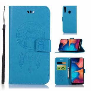 Wind Chime Owl Embossing Pattern Horizontal Flip Leather Case for Galaxy A20e, with Holder & Card Slots & Wallet (Blue)