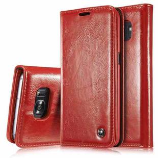 CaseMe-003 for Galaxy S7 Edge PU + PC Business Style Crazy Horse Texture Horizontal Flip Leather Case with Holder & Card Slots & Wallet(Red)