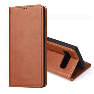 Dermis Texture PU Horizontal Flip Leather Case for Galaxy S10, with Holder & Card Slots & Wallet(Brown)