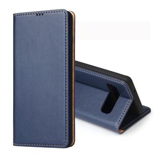 Dermis Texture PU Horizontal Flip Leather Case for Galaxy S10 Plus, with Holder & Card Slots & Wallet(Blue)