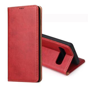 Dermis Texture PU Horizontal Flip Leather Case for Galaxy S10 Plus, with Holder & Card Slots & Wallet(Red)