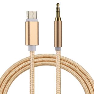 1m Weave Style Type-C Male to 3.5mm Male Audio Cable(Gold)