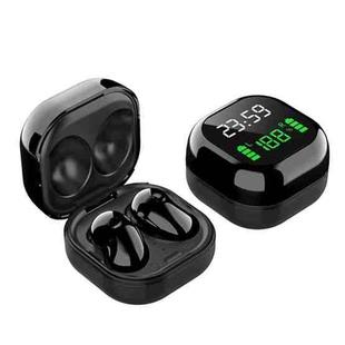 S6 Plus Bluetooth 5.0 TWS Touch Digital Display Mini Clock True Wireless Bluetooth Earphone with Charging Box(Black)