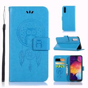 Wind Chime Owl Embossing Pattern Horizontal Flip Leather Case for Galaxy A50, with Holder & Card Slots & Wallet (Blue)