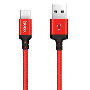hoco X14 2m Nylon Braided Aluminium Alloy USB-C / Type-C to USB Data Sync Charging Cable(Red)