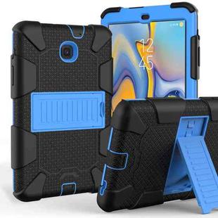 Shockproof Two-color Silicone Protection Shell for Galaxy Tab A 8.0 (2018) T387, with Holder (Navy Blue+Blue)