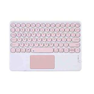 250C 10 inch Universal Tablet Round Keycap Wireless Bluetooth Keyboard with Touch Panel (Pink)