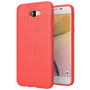 For Galaxy J7 Prime Litchi Texture TPU Protective Back Cover Case (Red)