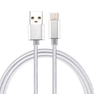 Knit Texture USB to USB-C / Type-C Data Sync Charging Cable, Cable Length: 1m, 3A Total Output, 2A Transfer Data(Silver)