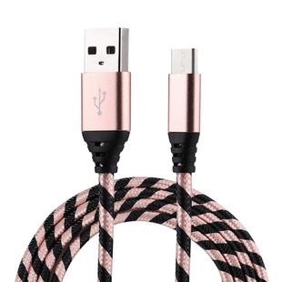 1m USB to USB-C / Type-C Nylon Weave Style Data Sync Charging Cable(Rose Gold)