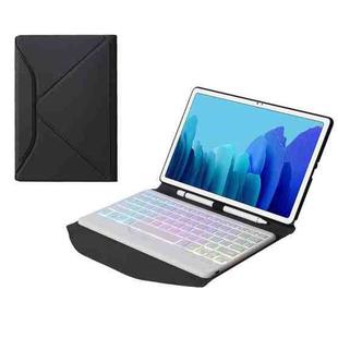 B500S Diamond Texture Triangle Back Holder Splittable Bluetooth Keyboard Leather Tablet Case with Backlight for Samsung Galaxy Tab A7 10.4 2020 (White + Black)