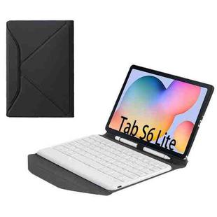 B610 Diamond Texture Triangle Back Holder Splittable Bluetooth Keyboard Leather Tablet Case for Samsung Galaxy Tab S6 Lite (White + Black)