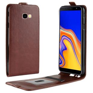 Business Style Vertical Flip TPU Leather Case for Galaxy J4+, with Card Slot (Brown)