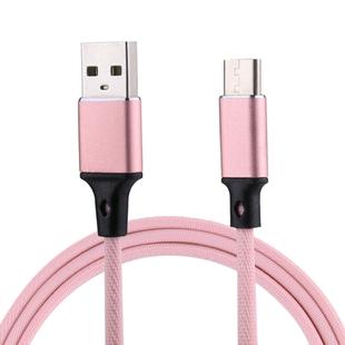 1m 2A Output USB to USB-C / Type-C Nylon Weave Style Data Sync Charging Cable(Pink)