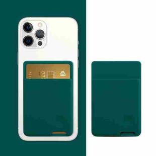 Universal Phone Back Sticker Wallet Card Slots Silicone Pouch Case for iPhone 13 / 12 / 11, Samsung, Huawei, Xiaomi and Other Smarphones(Dark Green)