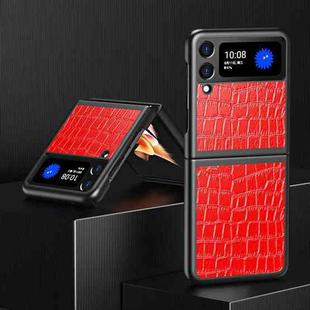 For Samsung Galaxy Z Flip Crocodile Texture Leather Folding Protective Case (Red)