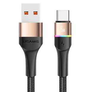 USAMS US-SJ536 U76 6A Type-C / USB-C Aluminum Alloy Colorful Lights Fast Charging Data Cable, Length: 1.2m(Gold)