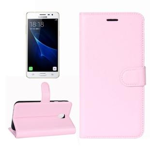 For Galaxy J3 (2017) (EU Version) Litchi Texture Horizontal Flip Leather Case with Holder & Card Slots & Wallet(Pink)