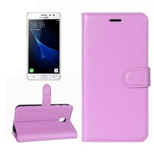 For Galaxy J3 (2017) (EU Version) Litchi Texture Horizontal Flip Leather Case with Holder & Card Slots & Wallet(Purple)