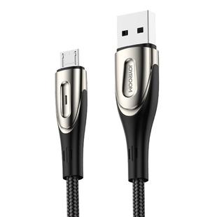 JOYROOM S-M411 Sharp Series 3A Micro USB Interface Charging + Transmission Nylon Braided Data Cable with Drop-shaped Indicator Light, Cable Length: 2m (Black)