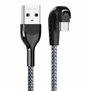 REMAX RC-177a Heymanba II 2.1A USB to USB-C / Type-C 180 Degrees Elbow Zinc Alloy Braided Gaming Data Cable, Cable Length: 1m (Silver)