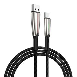 JOYROOM S-M399 Time Series 3A USB-C / Type-C Interface Charging + Transmission Nylon Braided Data Cable with Green Marquee, Cable Length: 1.5m (Black)