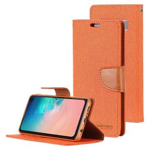 GOOSPERY CANVAS DIARY Canvas Texture Horizontal Flip PU Leather Case for Galaxy S10, with Holder & Card Slots & Wallet (Orange)