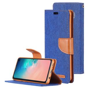 GOOSPERY CANVAS DIARY Canvas Texture Horizontal Flip PU Leather Case for Galaxy S10, with Holder & Card Slots & Wallet (Blue)