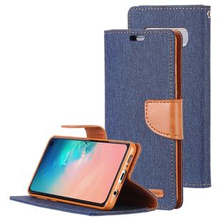 GOOSPERY CANVAS DIARY Canvas Texture Horizontal Flip PU Leather Case for Galaxy S10, with Holder & Card Slots & Wallet (Navy Blue)