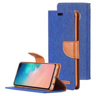 GOOSPERY CANVAS DIARY Canvas Texture Horizontal Flip PU Leather Case for Galaxy S10 Plus, with Holder & Card Slots & Wallet (Blue)