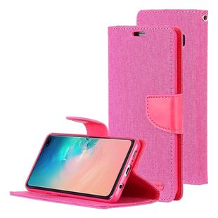 GOOSPERY CANVAS DIARY Canvas Texture Horizontal Flip PU Leather Case for Galaxy S10 Plus, with Holder & Card Slots & Wallet (Magenta)
