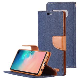 GOOSPERY CANVAS DIARY Canvas Texture Horizontal Flip PU Leather Case for Galaxy S10 Plus, with Holder & Card Slots & Wallet (Navy Blue)