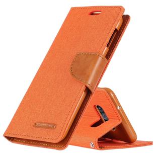 GOOSPERY CANVAS DIARY Canvas Texture Horizontal Flip PU Leather Case for Galaxy S10 E, with Holder & Card Slots & Wallet (Orange)