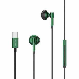 WK SHQ Series YC03 USB-C / Type-C Music Wired Earphone(Green)